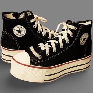 Black High Top Max Star Platform Sneakers sz 8 Punk Rave Y2k Harajuku Visual Kei